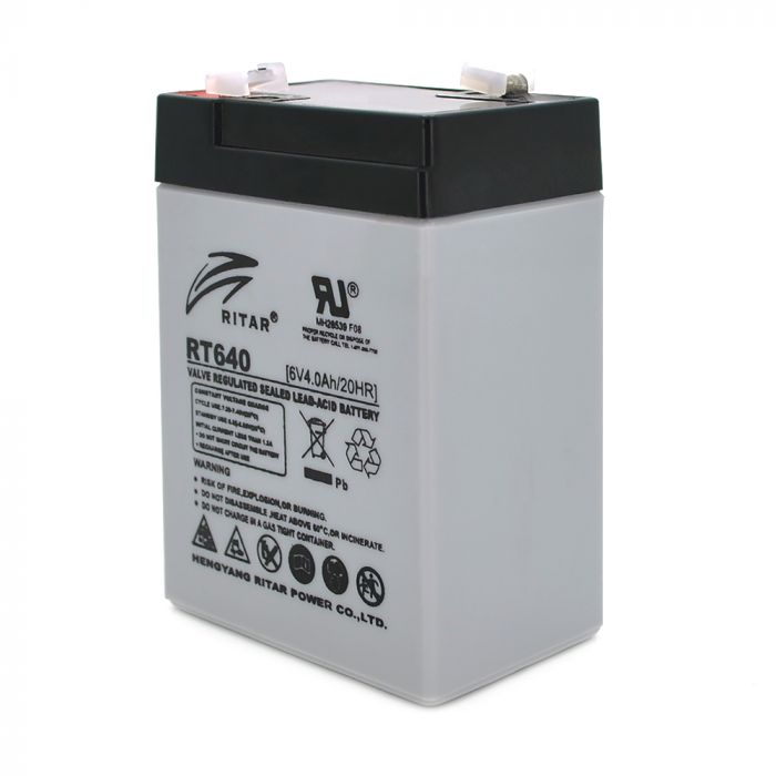 
					Акумуляторна батарея AGM RITAR RT640, Black Case, 6V 4Ah  ( 70х47х99 (107) ) Q20
