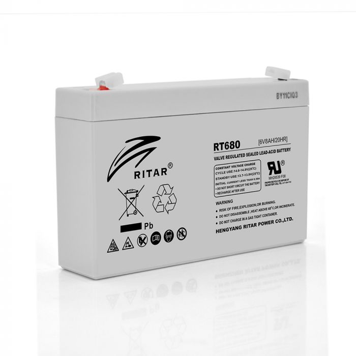 
					Акумуляторна батарея AGM RITAR RT680, Black Case, 6V 8Ah ( 151х34х94 (100) ) Q10