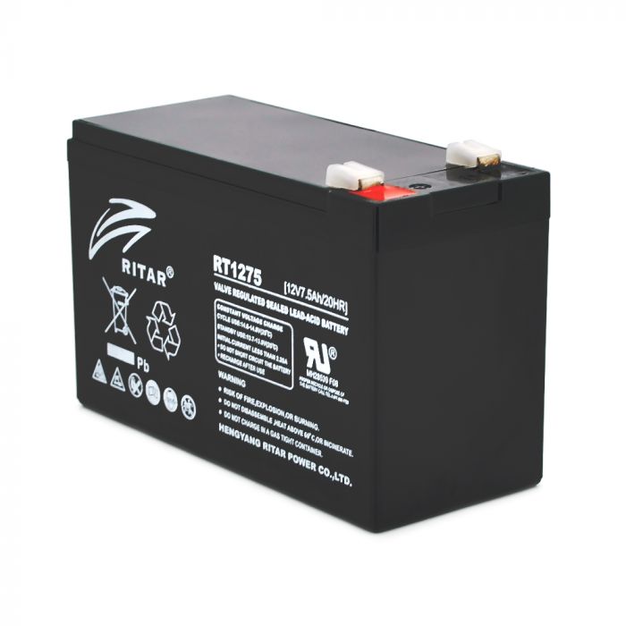 
					Акумуляторна батарея AGM RITAR RT1275B, Black Case, 12V 7.5Ah ( 151 х 65 х 94 (100) ) Q10