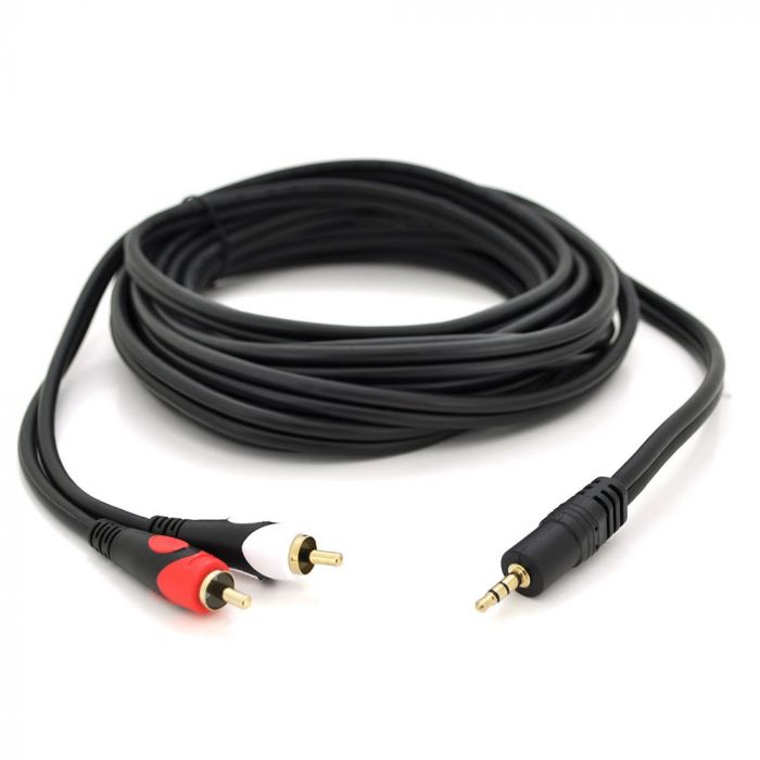 
					Кабель DC3.5 (тато) => 2хRCA (тато), GOLD Jack, CU, Stereo, круглий, Black, 3,0 м, (Пакет) преміум Q100