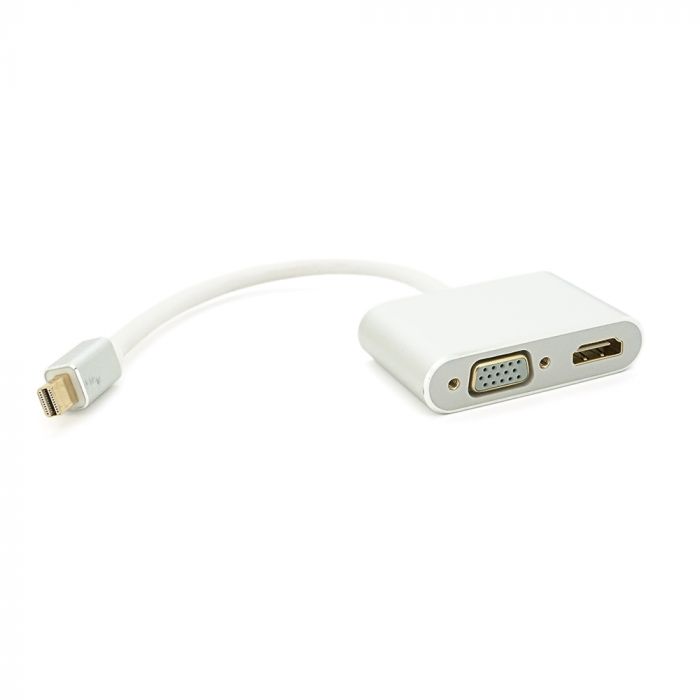 
					Конвертер mini Display Port (папа) на HDMI/VGA(мама) 30cm, Silver, 4K/2K, Пакет