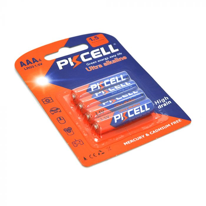 
					Батарейка лужна PKCELL 1.5V AAA / LR03, 4 штуки в блістері, Q12/144