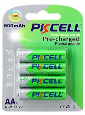 
					Акумулятор PKCELL 1.2V AA 600mAh NiMH Already Charged, 4 штуки в блістері ціна за блістер, Q12