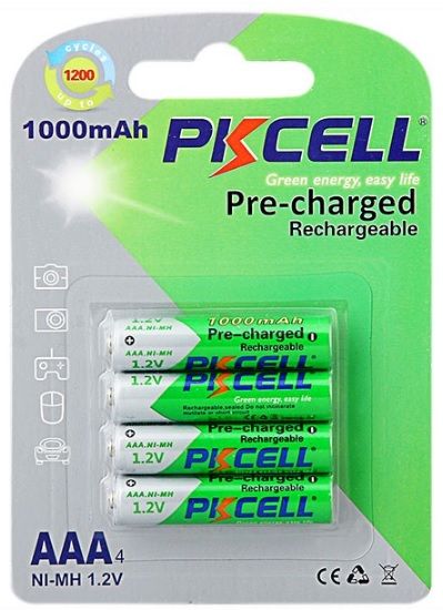 
					Акумулятор PKCELL 1.2V AAA 1000mAh NiMH Already Charged, 4 штуки в блістері ціна за блістер, Q12