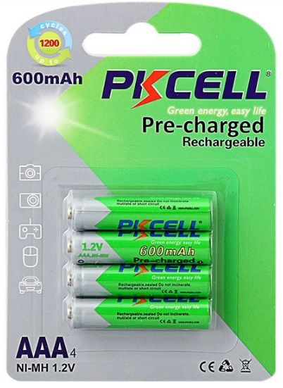 
					Акумулятор PKCELL 1.2V AAA 600mAh NiMH Already Charged, 4 штуки в блістері ціна за блістер, Q12