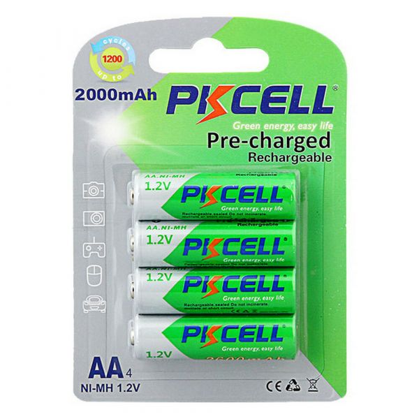 
					Аккумулятор PKCELL 1.2V  AA 2000mAh NiMH Already Charged, 4 штуки в блистере цена за блистер, Q12