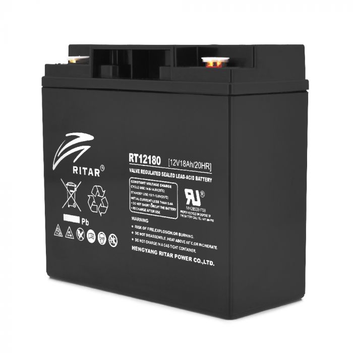 
					Акумуляторна батарея AGM RITAR RT12180B, Black Case, 12V 18.0Ah (181х77х167) Q4