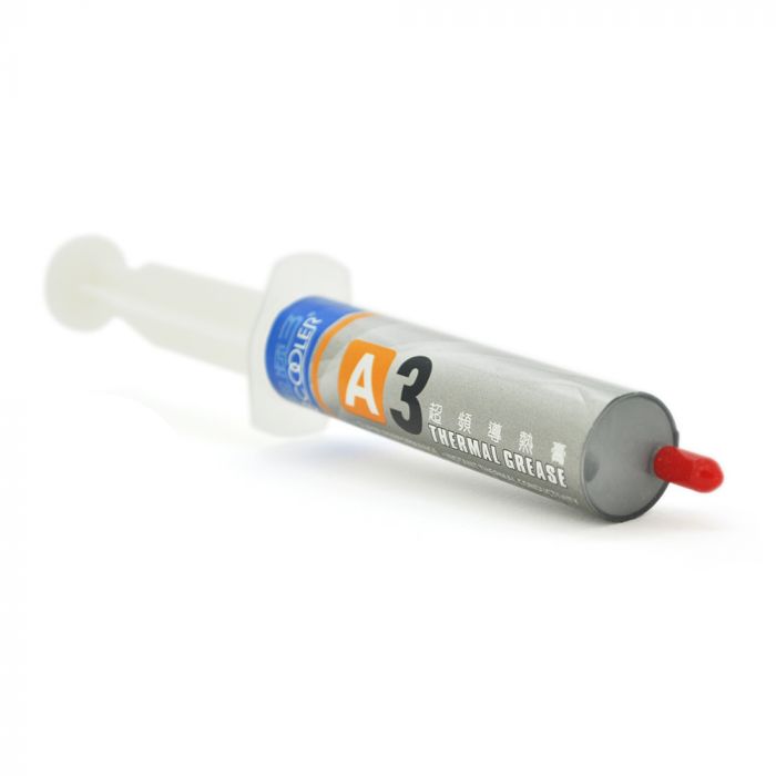 
					Паста термопровідна PCcooler A3 30g, шприц, Grey,> 5.5,0W / m-K, <0.006 ° C-in² / W, -50 ° ≈180 °, В'язкість -85K cPs, блістер Q10