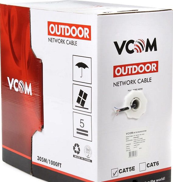 Кабель CAT 5e UTP (4х2х0.51) VCOM CCA 24AWG, 305м (зовн.)