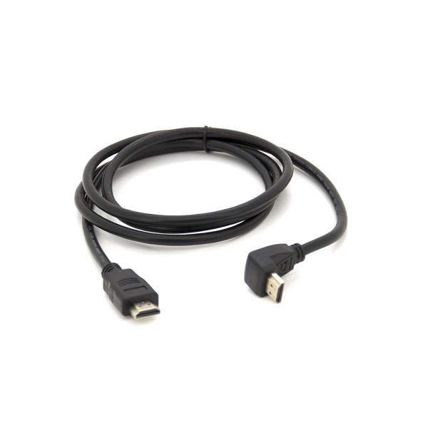 
					Кабель Merlion HDMI-HDMI  1,5m, v1.4, OD- 7.5mm, круглий Black, коннектор Black 90°кутовий