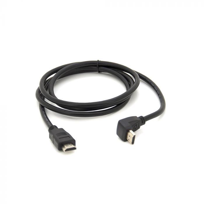 
					Кабель Merlion HDMI-HDMI  1,5m, v1.4, OD- 7.5mm, круглий Black, коннектор Black 90°кутовий
