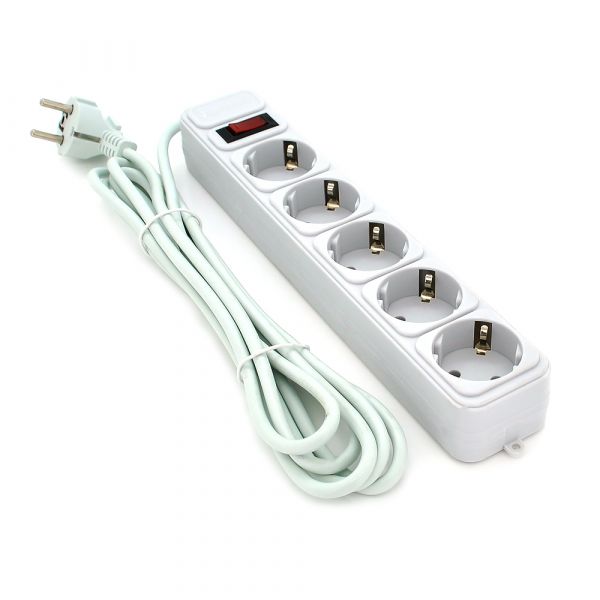 
					Мережевий подовжувач Gembird SP5, 220В 10А, 5 розеток, 3 м, Gray, Q30