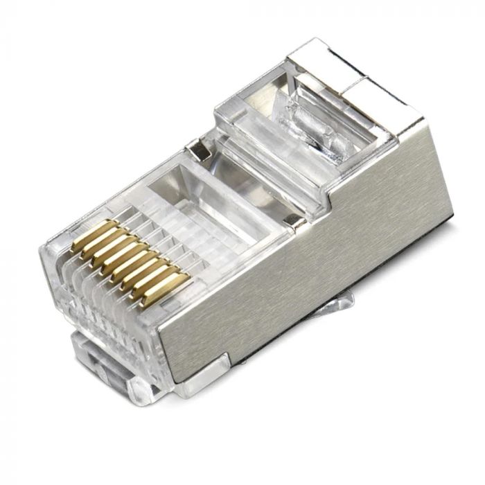 
					Конектор Merlion RJ-45 8P8C FTP Cat-6 (100 шт/уп.) екранований  (позолочені)