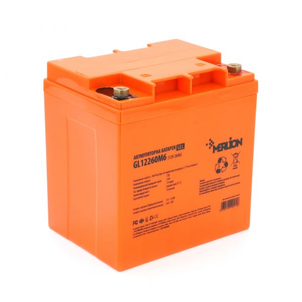 
					Акумуляторна батарея MERLION GL12260M5 12 V 26 Ah (165 х 125 х173 ) Orange Q1