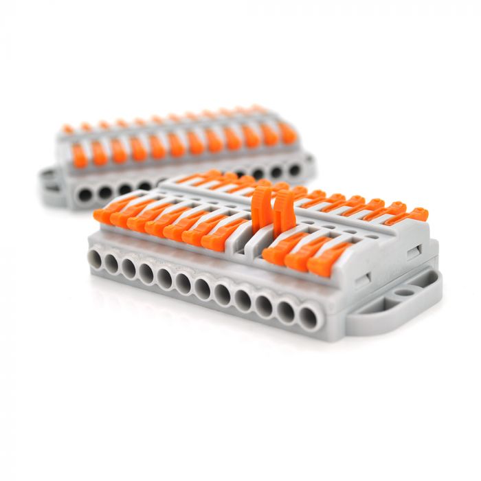 
					Клемна колодка з нажимними зажимами 12-дротова WAGO K223-12P для розподільчих коробок, 12-pin, сіра