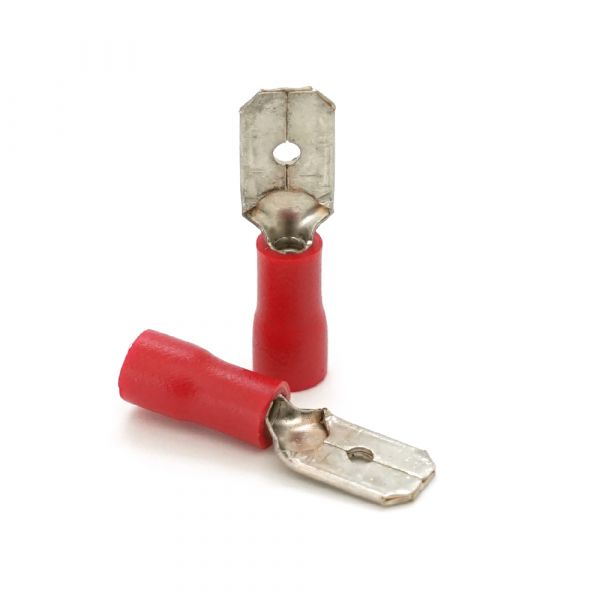 
					Роз'єм вібростійкий плоский MDD1.25-250, провід 0.5-1.5, ізольований, максимальний струм 10А, під обтискача, латунь, 100шт в упаковці, ціна за упаковку