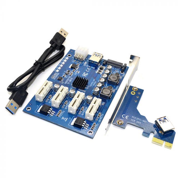 
					Cпліттер-розгалужувач-хаб PCI-e x 1 на 3 порту х 1, BOX