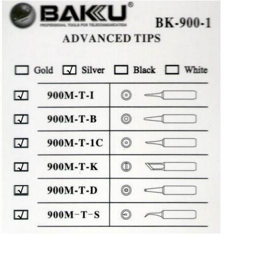 
					Жало для паяльника BK-900M-T-B,silver