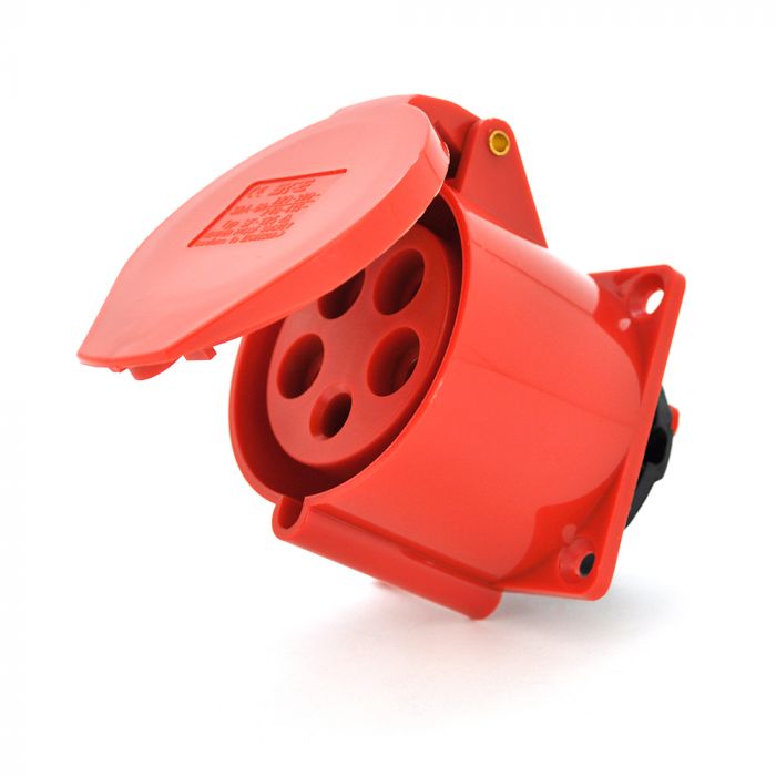 
					Розетка накладна пряма SF-325, 5 полюсів, 3Р + N + E, 32А, 380V, IP44