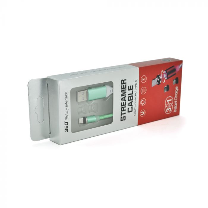 
					Магнітний кабель світиться USB 2.0 / Micro, 1m, 2А, GREEN, OEM