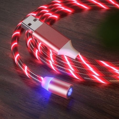 
					Магнітний кабель світиться USB 2.0 / Lighting, 1m, 2А, RED, OEM