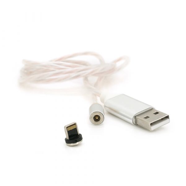 
					Магнітний кабель світиться USB 2.0 / Lighting, 1m, 2А, Silver, OEM