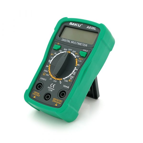 
					Мультиметр BAKKU BK-A830L Вимірювання: V, A, R (133*90*45) 0.2кг (118*70*30)