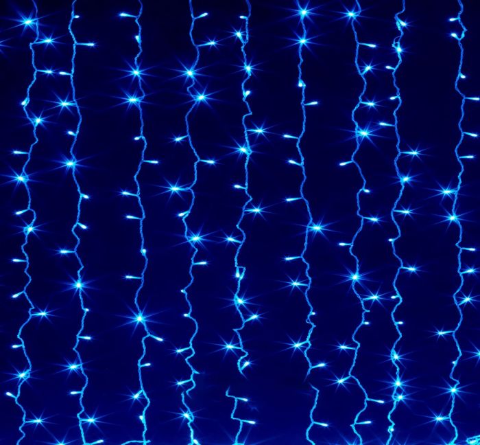 
					Гірлянди 144LED (Штора) Blue, 8 режимів, 3 метра, прозора ізоляція, BOX