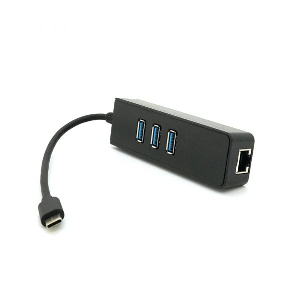 
					Хаб Type-C алюмінієвий, 3 порти USB 3.0 + 1 порт Ethernet, Black, Пакет