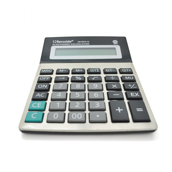 
					Калькулятор офісний КК-8875-12, 34 кнопки, сріблястий, розміри 190 * 145 * 40мм, Box