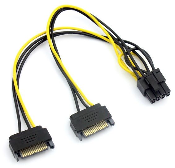 
					Кабель-перехідник для живлення відеокарти SATA + SATA -> 8P, OEM Q50