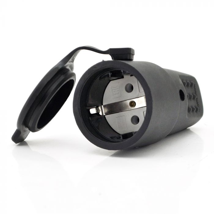 
					Штепсельний роз'єм каучуковий з заземленням IP44 16A 250V 602228, Black