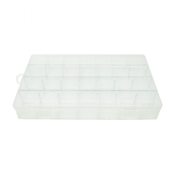 
					Пластмасовий ящик для радіодеталей, 345 х 50 х 220 мм, 28 великих відділень