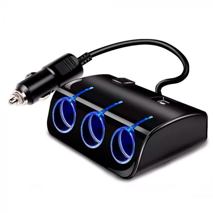 
					АЗП розгалужувач WEIFENG, 12V-3 * 12V + 2 * USB, Black, Blister