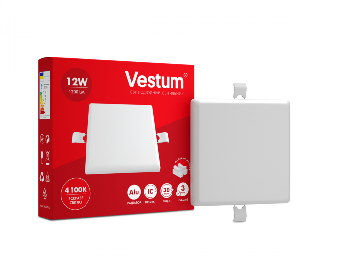 Светильник LED Акция "без рамки" квадрат Vestum 12W 4100K