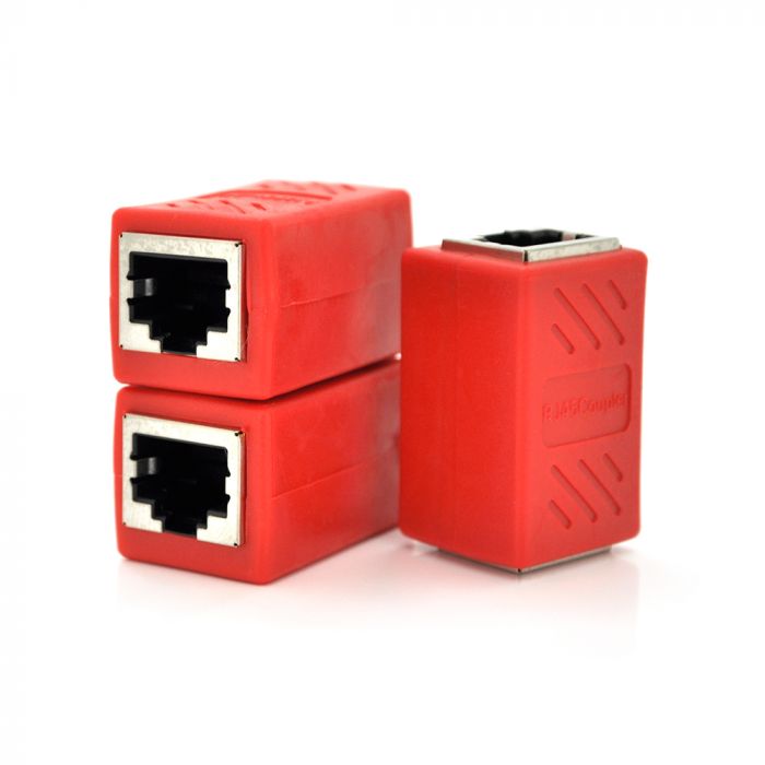 
					З'єднувач RJ45 8P8C мама / мама RJ45 для з'єднання кабелю, екранований, червоний, Q50