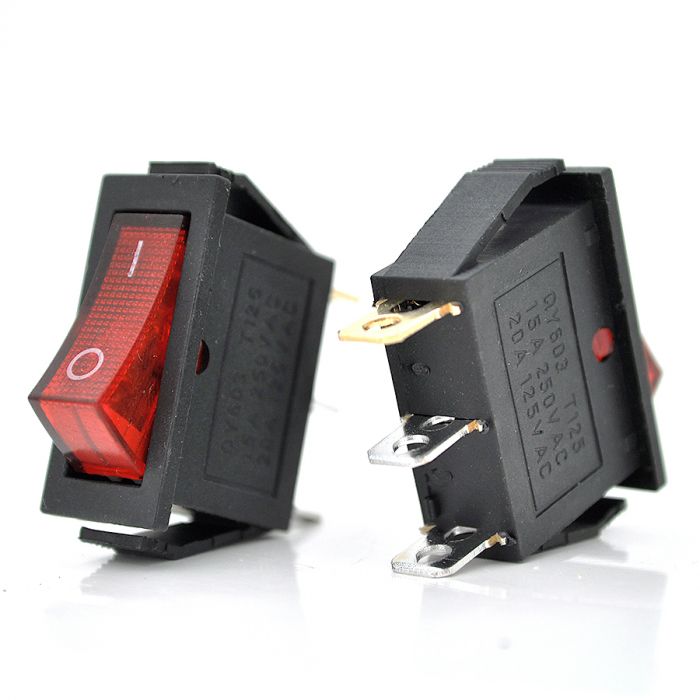 
					Перемикач ON-ON KCD3-102N, 250VAC / 16A, 3 контакта, Red, Q200