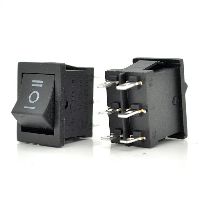 
					Перемикач ON-OFF KCD2-213, 250VAC / 6A, 6 контактів, Black,  Q100