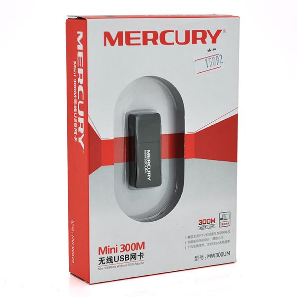 
					Бездротовий мережевий адаптер Wi-Fi-USB MERCURY mini MW300UM, 802.11bgn, 300MB, 2.4 GHz, WIN7 / XP / Vista / 2K / MAC / LINUX, BOX Q300