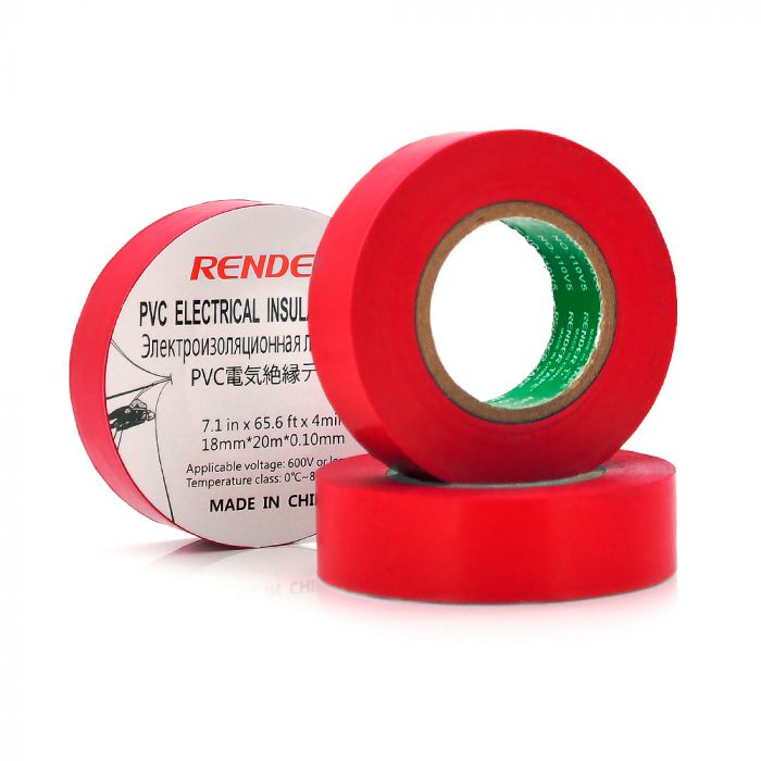 
					Ізолента RENDER 0,10мм*18мм*20м (червона), temp:-10 +80 ° С, 2000V, розтяж-180%, міцність 20Н / см, Агдезія 0,42 кг / 25мм, 10 шт. в уп. ціна за упак.