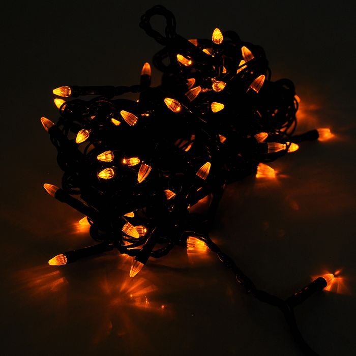 
					Гірлянди 100LED (Свічка) Yellow, 8 режимів, 5 метрів, чорна ізоляція, BOX
