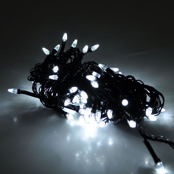 
					Гірлянди 100LED (Діод) White, 7 режимів, 5 метрів, чорна ізоляція, BOX