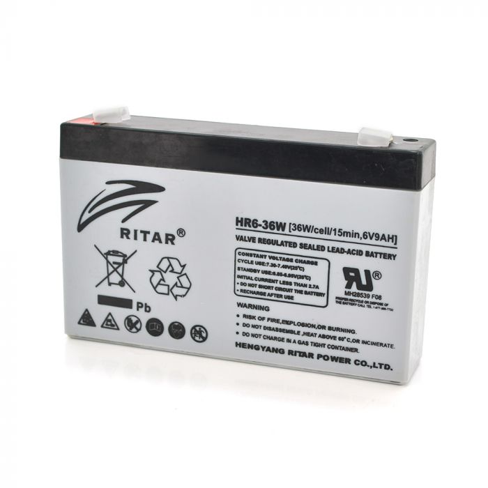 
					Акумуляторна батарея AGM RITAR HR6-36W, Gray Case, 6V 9.0Ah  ( 151 х 34 х 94 (100 ) 1.35kg Q10