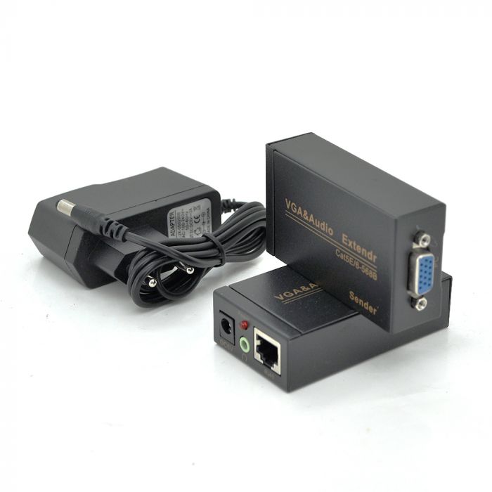 
					Активний подовжувач VGA сигналу до 100m по витій парі Cat5e / 6e, 1080P, Black, BOX