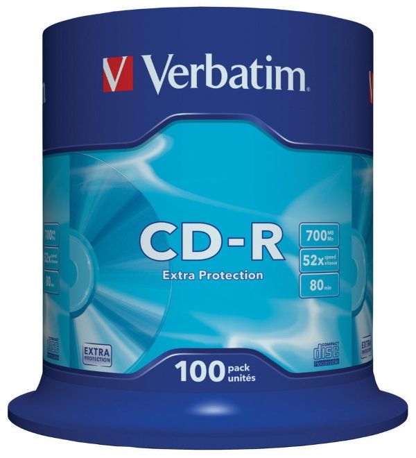 Диск CD-R 700MB  52x  100pcs  Verbatim Extra Protection Cake