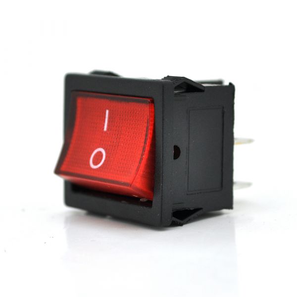
					Перемикач  ON-OFF KCD1-104, 250VAC / 6A, 4 контакта, RED, Q100