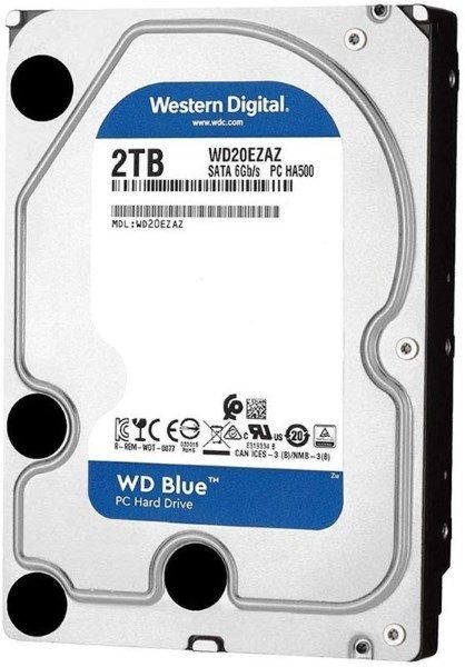 Жорсткий диск 3.5"   2TB Western Digital WD Blue  (SATA 3, 256MB, 5400RPM)  (WD20EZAZ)