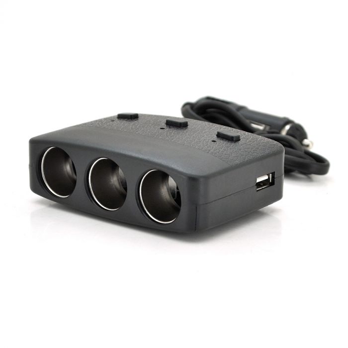 
					АЗП розгалужувач Olesson 1636, 12V-3 * 12V + 2 * USB, Black, Blister