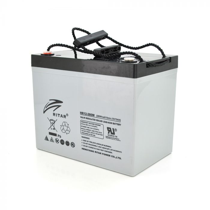 
					Акумуляторна батарея AGM RITAR HR12280W, Gray Case, 12V 75.0Ah ( 260 х 169 х 211 (219 ) 24.80kg Q1