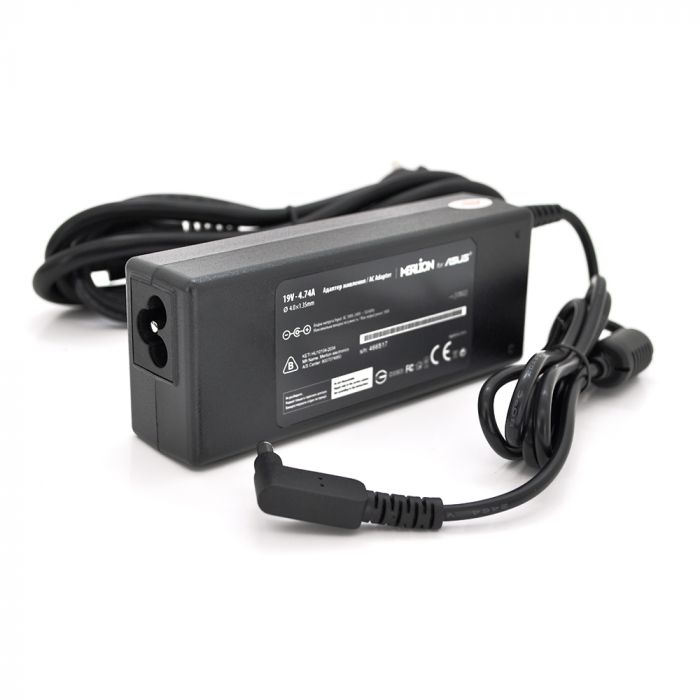 
					Блок живлення MERLION для ноутбука ASUS 19V 4.74A (90 Вт) штекер 4.0 * 1.35мм, довжина 0,9 м + кабель живлення